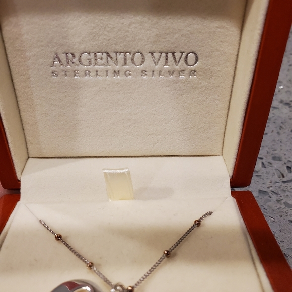 2/$30 Sterling silver "Argento Vivo" Love pendant necklace. - Picture 2 of 10